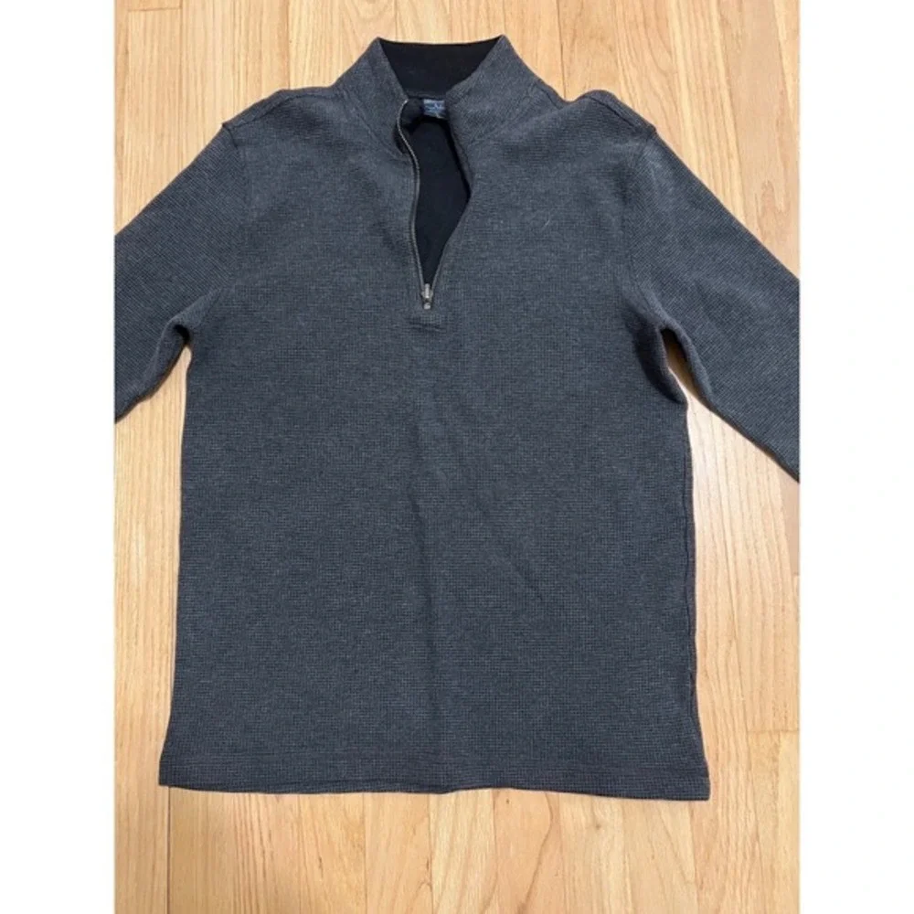 Tailor Vintage Mens Dark Gray‎ Waffle Knit Quarter Zip Pullover Sweater Size M